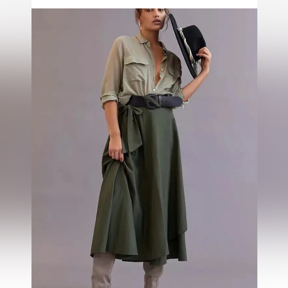 ANTHROPOLOGIE FOREVER THAT GIRL BELTED MIDI SKIRT